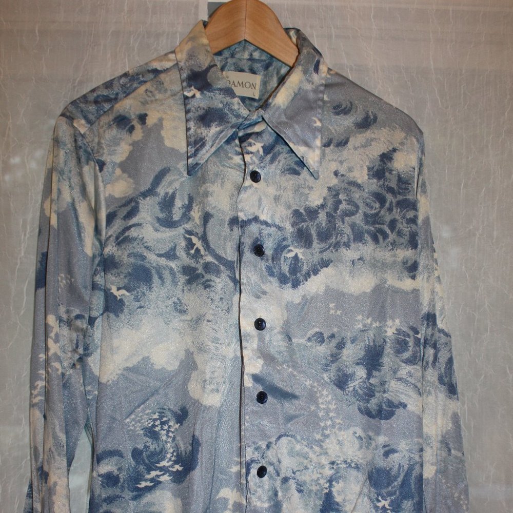 vintage 70's huckapoo retro disco large shirt